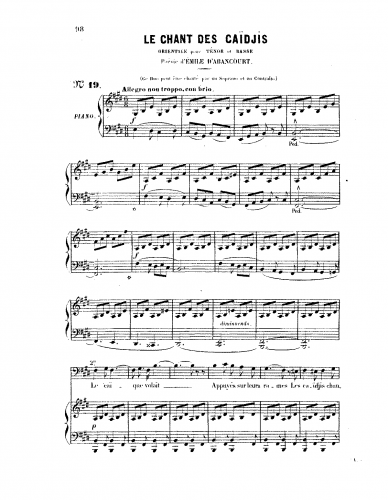 Massé - Le chant des Caïdjis - Score