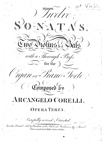 Corelli - Trio Sonatas Op. 3 - Scores and Parts