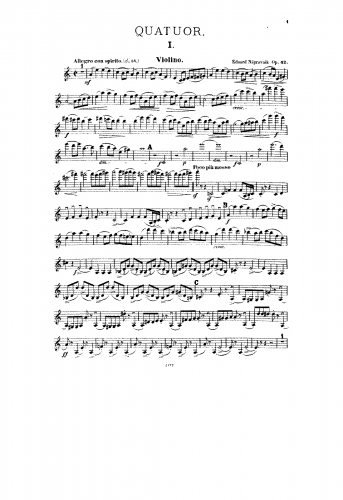 Nápravník - Piano Quartet - Scores and Parts