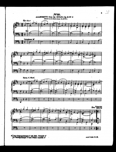Beethoven - Piano Sonata No. 7 - II. Largo For Organ Solo (André) - Score