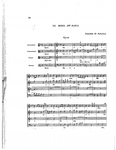 Peñalosa - Missa Ave Maria - Score