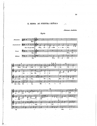 Anchieta - Missa Rex virginum - Score