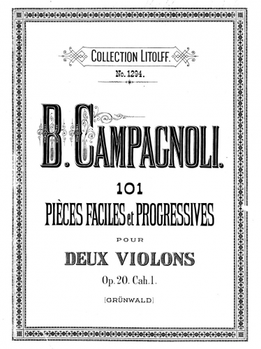 Campagnoli - 101 Easy and Progressive Pieces for 2 Violins - Book 1: Nos.1-55