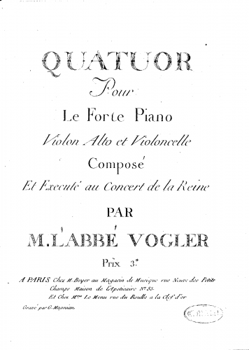 Vogler - Piano Quartet in E-flat major, 1781