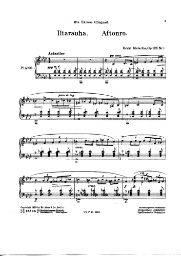 Melartin - 6 Piano Pieces - Piano Score