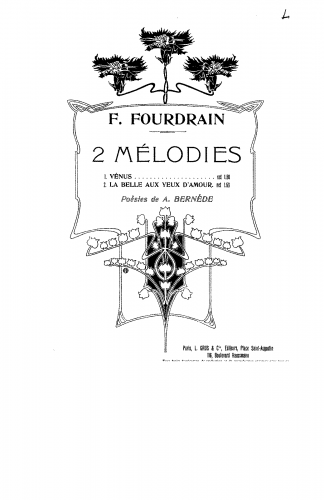 Fourdrain - 2 Mélodies - 2. La belle aux yeux d'amour