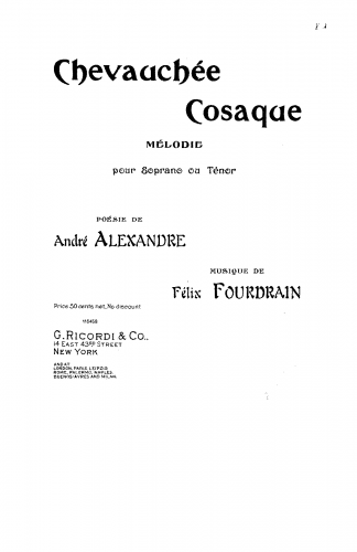 Fourdrain - Chevauchée cosaque - Score
