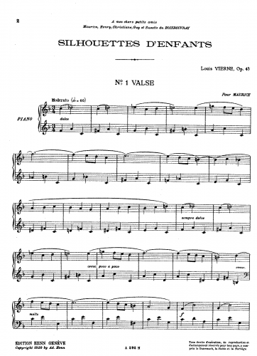 Vierne - Silhouettes d'enfants, Op. 43 - Score