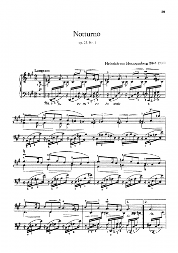Herzogenberg - 5 Piano Pieces - Score