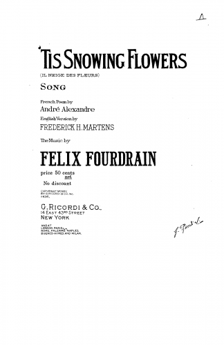 Fourdrain - Il neige des fleurs - Score