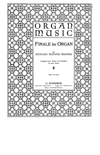 Barnes - 6 Pieces - 6. Finale: Allegro moderato For Organ (composer?) - Score