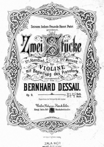 Dessau - 2 Stücke - Scores and Parts - 1. Abendlied
