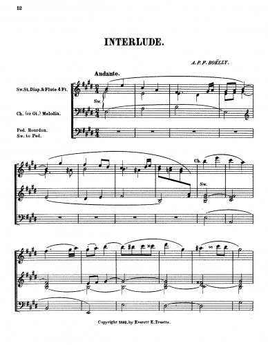 Boëly - Interlude for Organ - Score