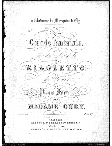 Oury - Rigoletto Fantasie - Score