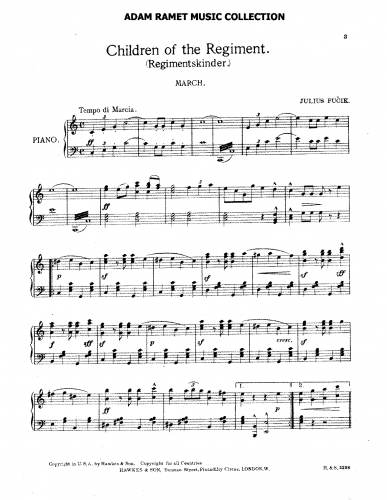 Fu?ík - Regimentskinder Marsch - For Piano solo - Score