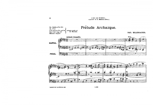 Hillemacher - Prélude archaïque - Score