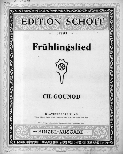 Gounod - Chanson de printemps - For Violin and Piano (Geisendörfer) - Piano Score and Violin Part