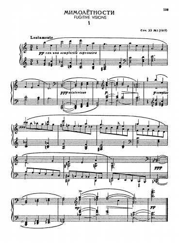 Prokofiev - Visions fugitives - Piano Score - Score
