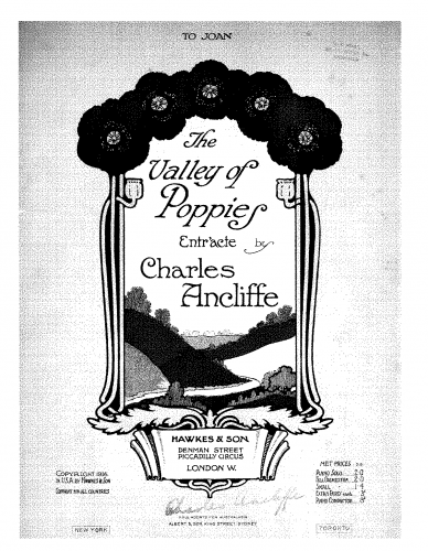 Ancliffe - The Valley of Poppies - Piano Score - Score