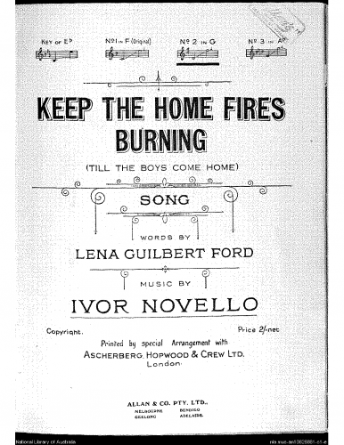 Novello - Keep the Home Fires Burning - Score
