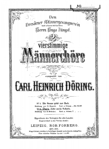 Döring - 2 vierstimmige Männerchöre - Vocal Score - No. 2 Uebers Jahr, mein Schatz