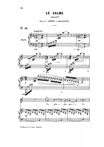 Gounod - La nonne sanglante - Vocal Score Romance: 'Un jour plus pur' - Score