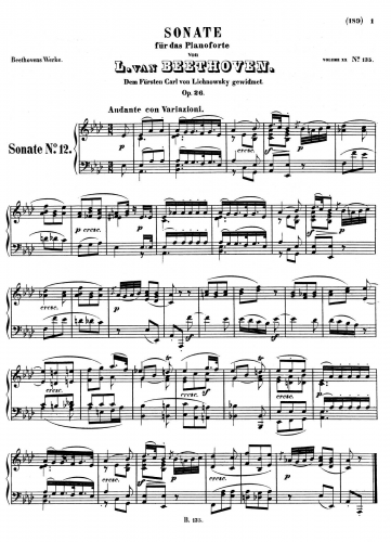 Beethoven - Piano Sonata No. 12, Op. 26 - Score