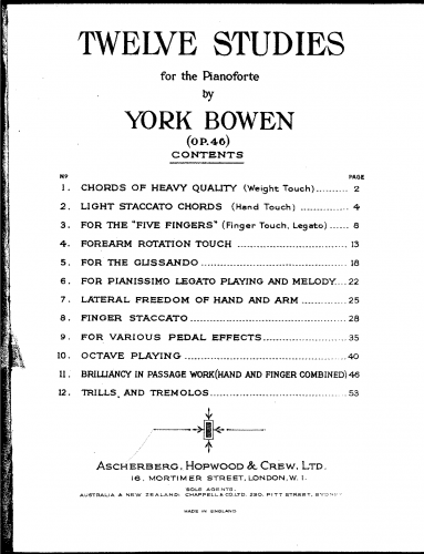 Bowen - 12 Studies - Piano Score - Score