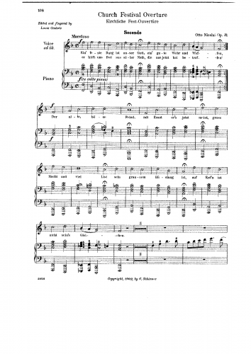Nicolai - Kirchliche Fest-Ouvertüre - For Piano 4 hands - Score