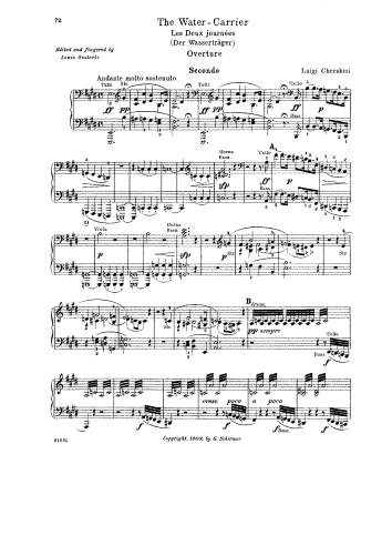 Cherubini - Les deux journées - Overture For Piano 4 hands - Score