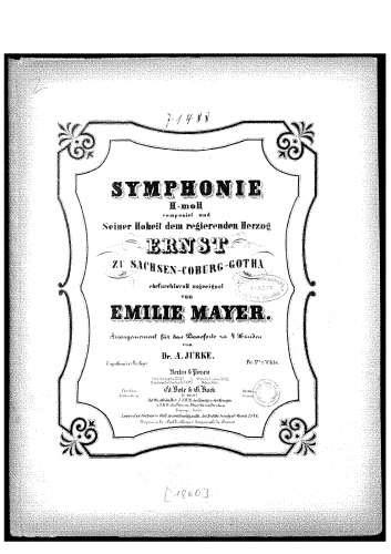 Mayer - Symphony in B minor - For Piano 4 hands (Jurke) - Score