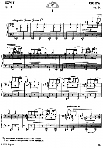 Bartók - Suite for Piano, Op. 14 - Score