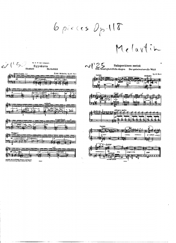 Melartin - 6 Pieces - Piano Score - Score
