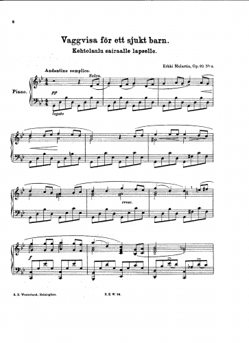 Melartin - Piano Pieces - 4. Vaggvisa för ett sjukt barn (cradle song)