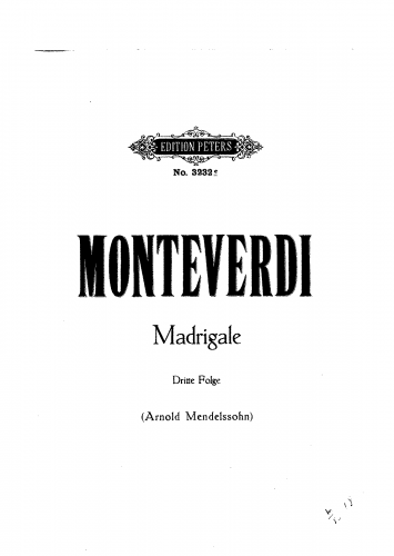 Monteverdi - 8 fünfstimmige Madrigale - Score