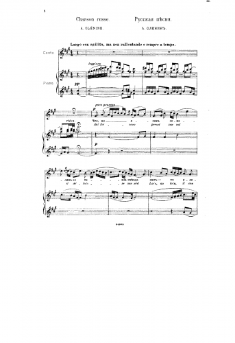 Olenin - Chanson russe - Score