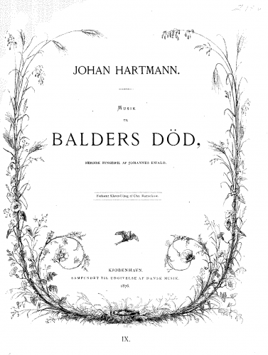 Hartmann - Balders død - Vocal Score - Score