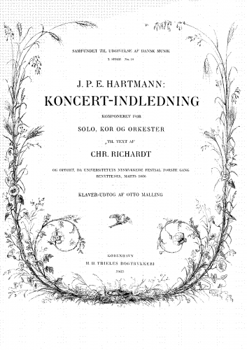 Hartmann - Konzert-Indledning - Vocal Score - Score