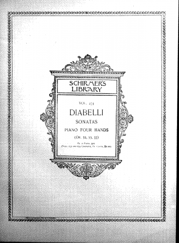 Diabelli - Sonata for Piano 4-hands - Piano Duet Scores - Score