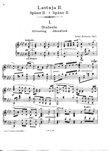 Melartin - Lastuja II - Piano Score - Score