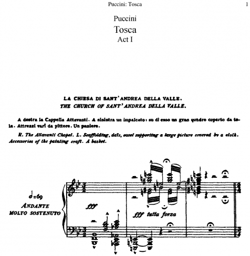 Puccini - Tosca - Vocal Score - Score