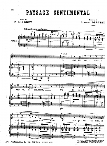 Debussy - Paysage sentimental - Score