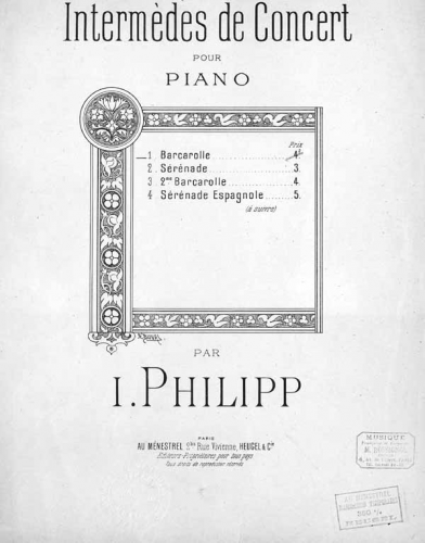 Philipp - Intermedes de Concert - Piano Score - 1. Barcarolle