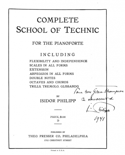 Philipp - Complete School of Technic for the Pianoforte - Score