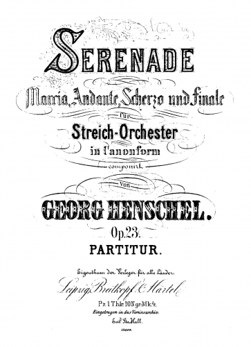 Henschel - Serenade für Streich-Orchester in Canonform - Score