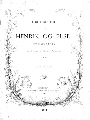 Rosenfeld - Henrik og Else - Vocal Score - Score