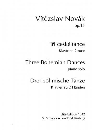 Novák - 3 Bohemian Dances, Op. 15 - Piano Score - Score
