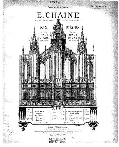 Chaine - 6 Pièces pour le grand orgue - Score