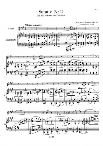 Brahms - Violin Sonata No. 2 - Scores and Parts - Score