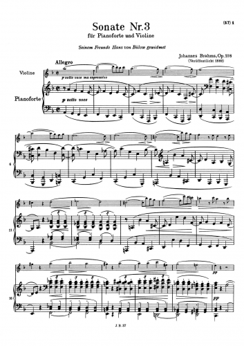 Brahms - Violin Sonata No. 3 - Scores and Parts